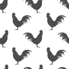 Seamless pattern background with roosters symbol silhouette vector