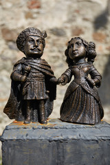 Bronze Saint Miklosh statue with wife