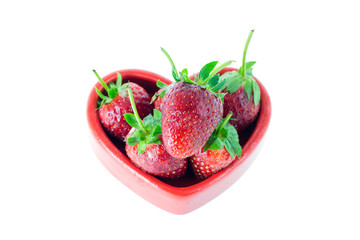 Red berry strawberry on bowl isolated on white background