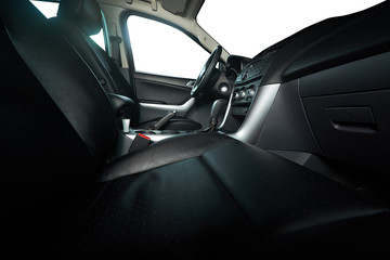 Leather seats in pickup truck © PixieMe