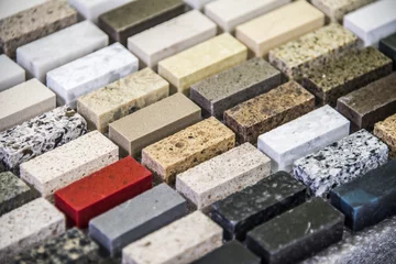Fotobehang Kitchen granite countertops color samples lined up © StudioDin