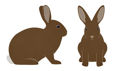 Hasen Icons Farbe - Ostern, Hasen, Kaninchen, vorne, seite