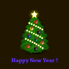Christmas tree and bowling balls