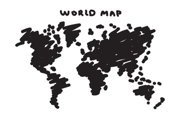 Freehand drawing style of world map .