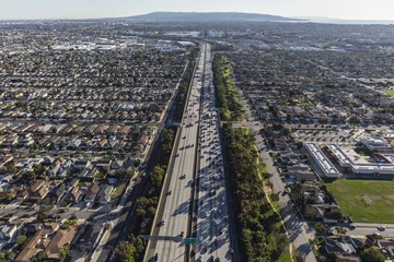 Papier Peint photo autocollant Photo aérienne San Diego Freeway aerial view south towards the South Bay area of Los Angeles County.