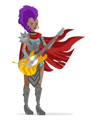 heavy metal glam girl with guitar