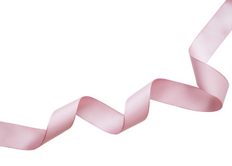 Pink ribbon over white background