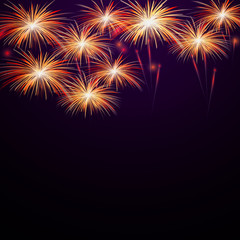 Fototapeta na wymiar Illustration of Colorful fireworks on dark night background