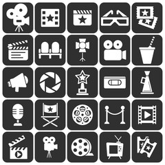 Cinema retro movies icons set. Template vector concept.