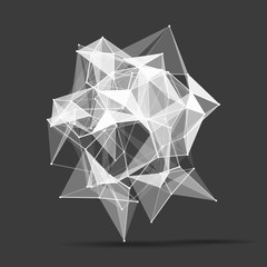 Wireframe mesh polygonal background. Abstract form with connected lines and dots. Vector illustration.