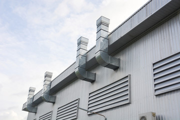 metal sheet for industrial building with air duct and ventilation system of factory