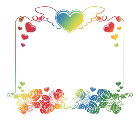 Valentine label with roses and hearts.