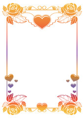 Valentine label with roses and hearts.