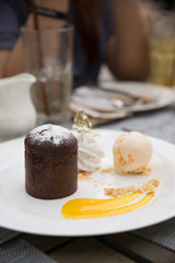 Chocolate Fondant Served with Ice Cream