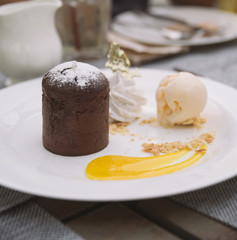 Chocolate Fondant Served with Ice Cream