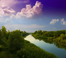 Obraz na płótnie Canvas River Begej . Zrenjanin, Vojvodina, Serbia