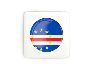Square button with round flag of cape verde
