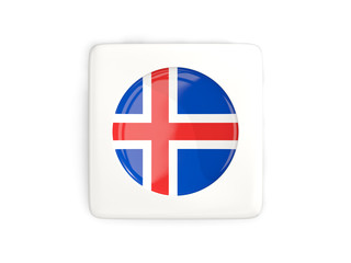Square button with round flag of iceland