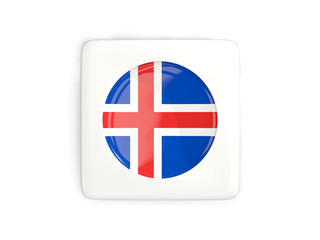 Obraz premium Square button with round flag of iceland