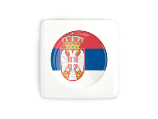 Square button with round flag of serbia