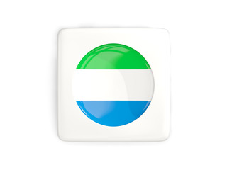 Square button with round flag of sierra leone