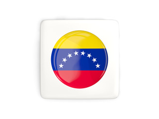 Square button with round flag of venezuela