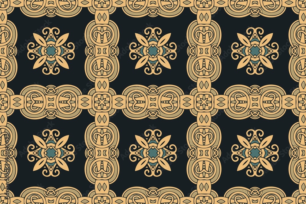 Aufkleber abstract symmetrical pattern of ethnic style of the medieval elements of geometric figures