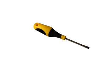 Yellow screwdriver isolated on white background