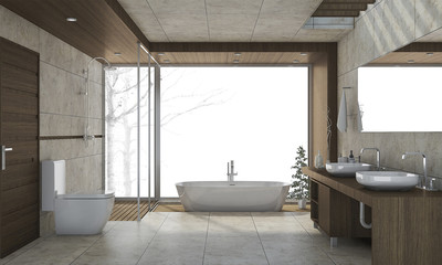 3d rendering nice design bathroom with white background