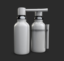 3d Illustration of Throat spray isolated on black background. With clipping path