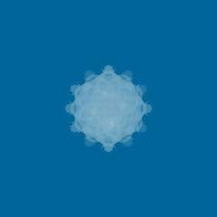 Abstract decorative lacy snowball shape on blue square background