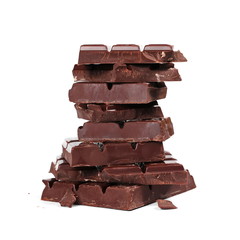 chocolate bars isolated on white background