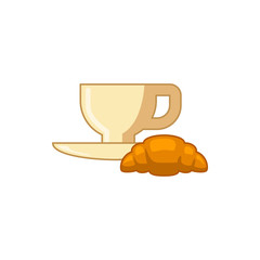 coffee and croissant icon illustration