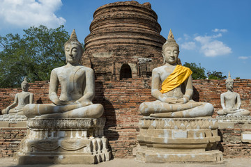 Buddha Statues around Chedi Chai Mongkhon Pagoda