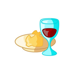 pasta and wine glass icon illustration