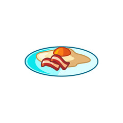 fried egg and bacon icon illustration
