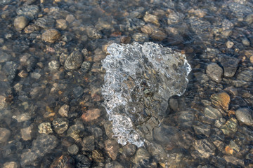 Ice on Grey Beach in Parque Nacional Torres del Paine in Chile