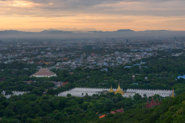 Top view of Mandalay city from Mandalay hill, Myanmar