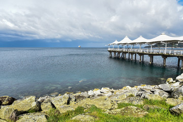 Pier facing the Pacific Ocean in Puerto Montt, Chile