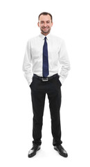 Handsome male worker on white background