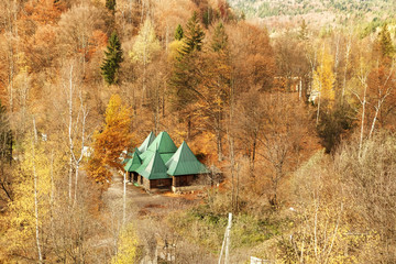 Beautiful Carpathian landscape with houses