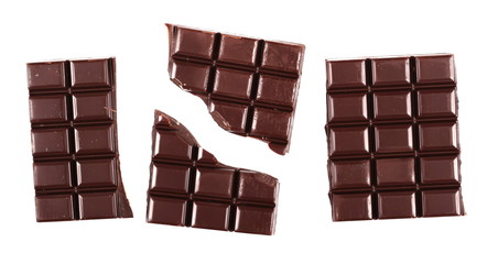 chocolate bars isolated on white background
