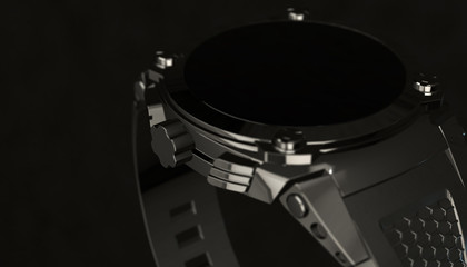 Fototapeta na wymiar Smart watch on various material and background, 3d render