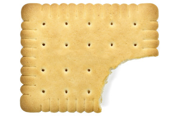 bitten butter biscuit isolated on white background