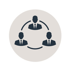 Icono plano grupo en circulo en circulo gris