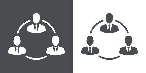 Icono plano grupo en circulo gris y blanco