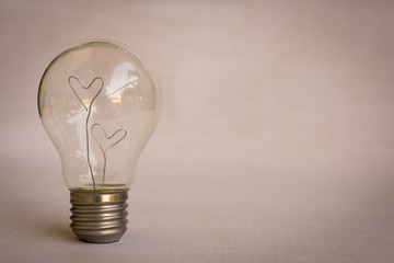 love hearts inside light blub