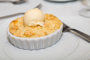 Apple Crumble Tart with Ice Cream