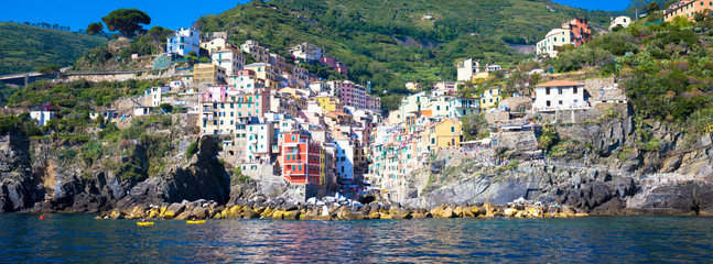 Riomaggiore in Cinque Terre, Italy - Summer 2016 - view from the