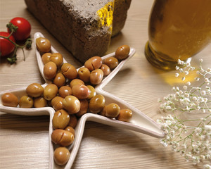 organic green olives in star shape